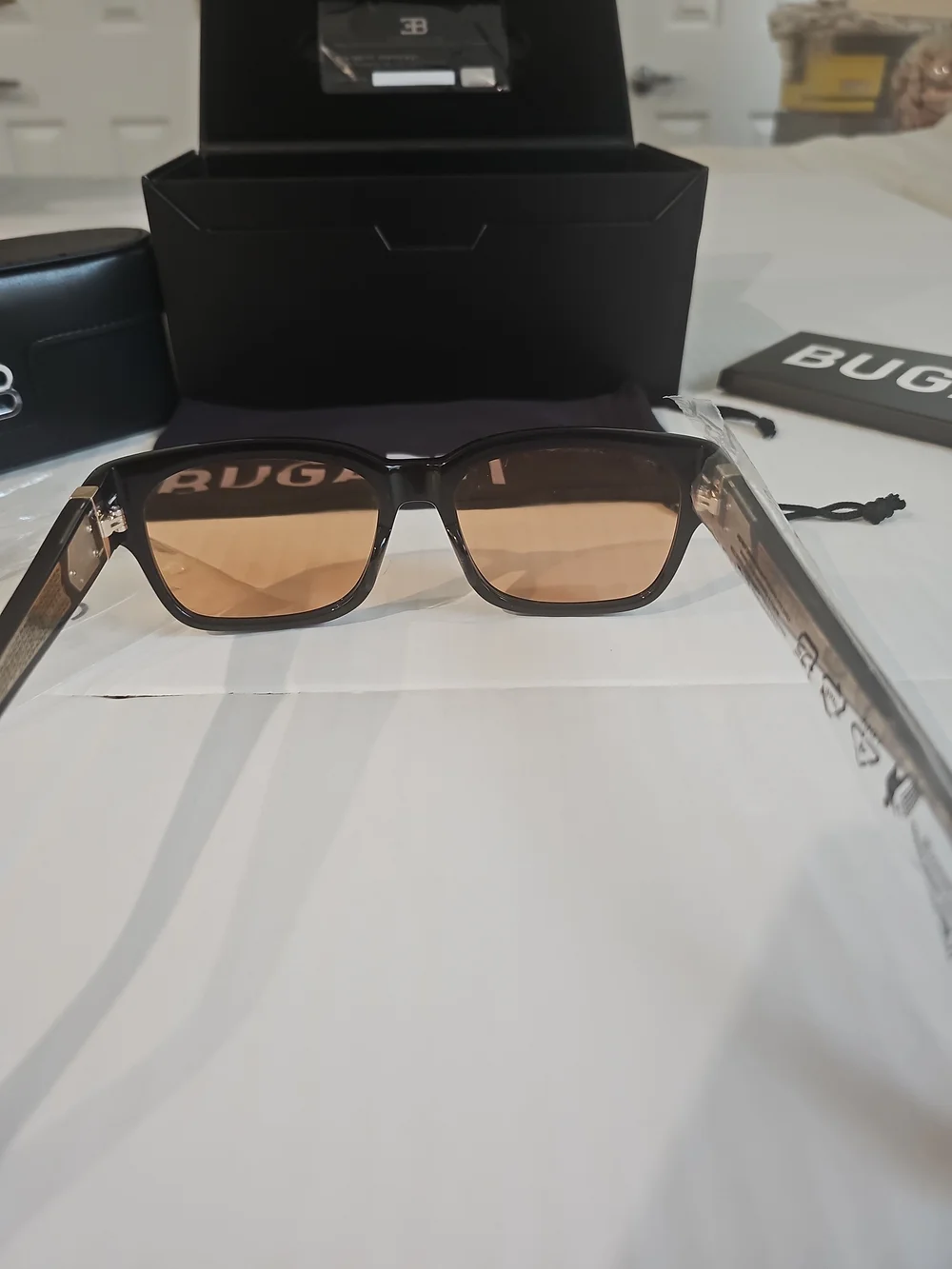 BRAND NEW Bugatti Eyewear Model 29 Sunglasses 18K Gold Plated Black w/ COA